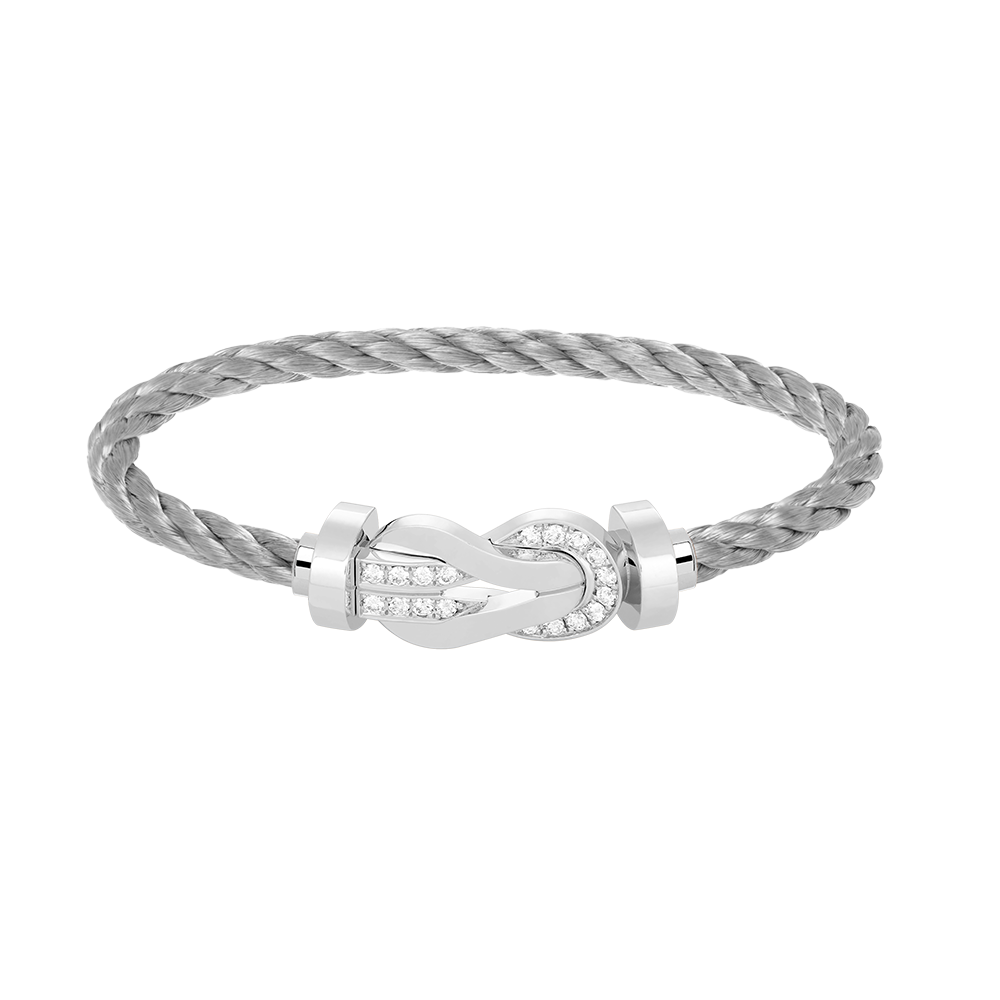 [Marins]CHANCE LARGE 8 FIGURE BUCKLE HALF DIAMOND BRACELET SILVER