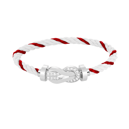 [Marins]CHANCE LARGE 8 FIGURE BUCKLE HALF DIAMOND BRACELET SILVER