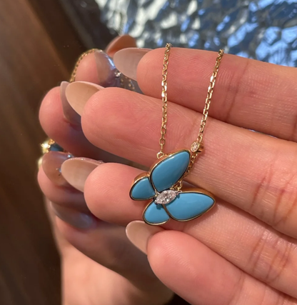 [Marins]Turquoise Butterfly Gold Necklace