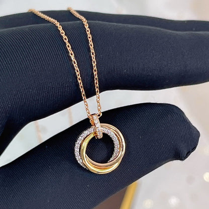[Marins]TRINITY NECKLACE SILVER GOLD PINK GOLD DIAMONDS