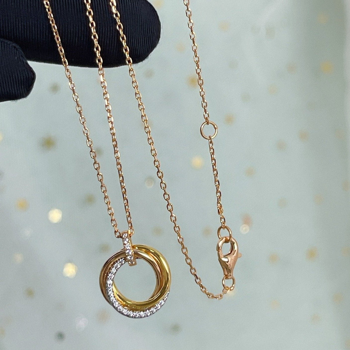 [Marins]TRINITY NECKLACE SILVER GOLD PINK GOLD DIAMONDS