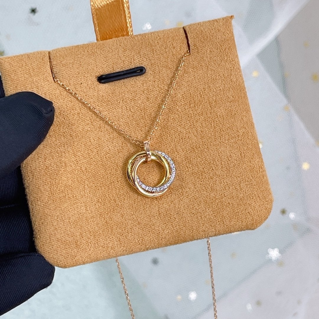 [Marins]TRINITY NECKLACE SILVER GOLD PINK GOLD DIAMONDS