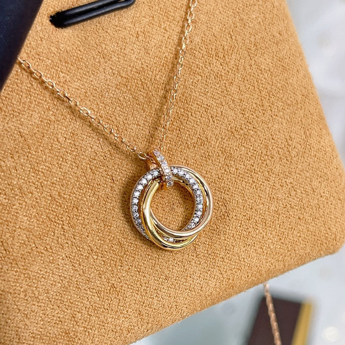 [Marins]TRINITY NECKLACE SILVER GOLD PINK GOLD DIAMONDS