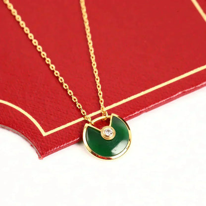 [Marins]AMULETTE GOLD MALACHITE NECKLACE