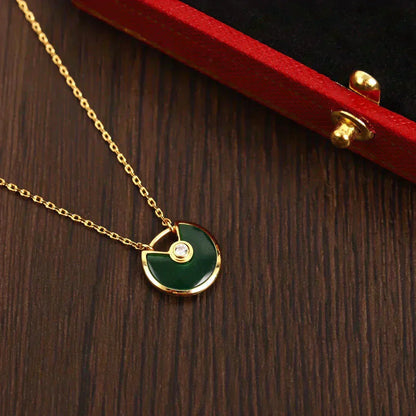 [Marins]AMULETTE GOLD MALACHITE NECKLACE