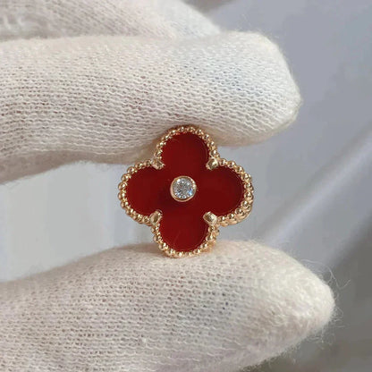 [Marins]CLOVER MEDIUM 1 MOTIFS CARNELIAN  DIAMOND earrings