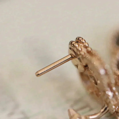 [Marins]CLOVER MEDIUM 1 MOTIFS FUll DIAMOND EARRINGS