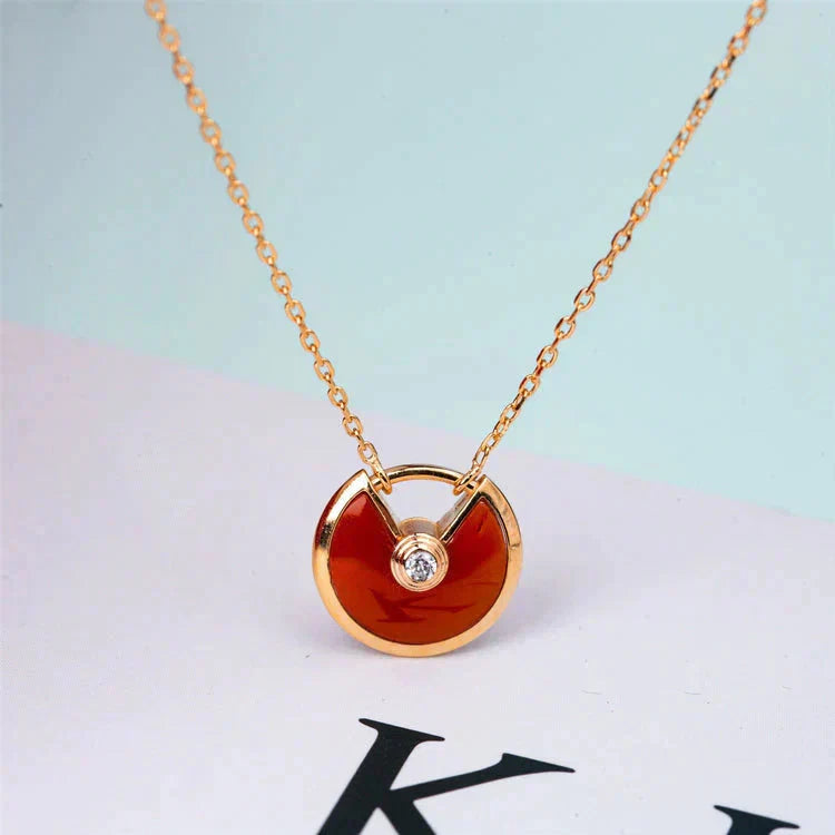 [Marins]AMULETTE GOLD CARNELIAN ONYX NECKLACE