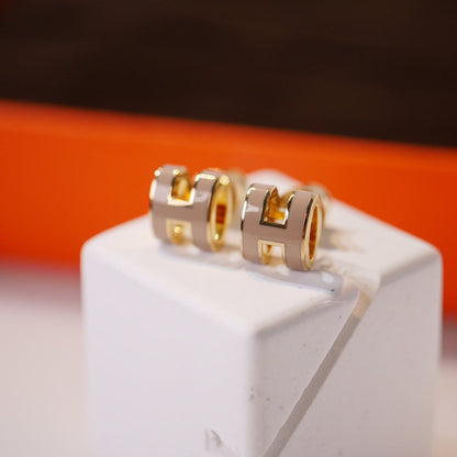 [Marins]MINI POP H GOLD EARRINGS GREY