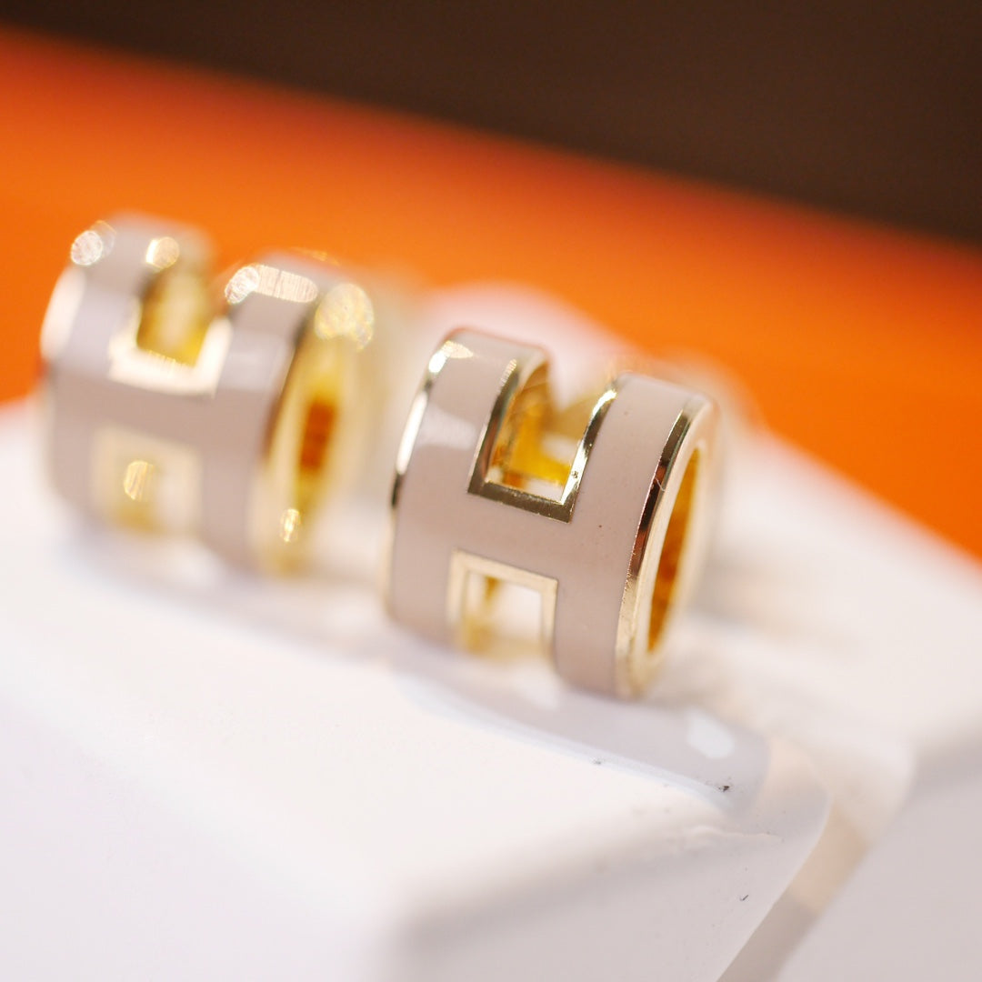 [Marins]MINI POP H GOLD EARRINGS GREY