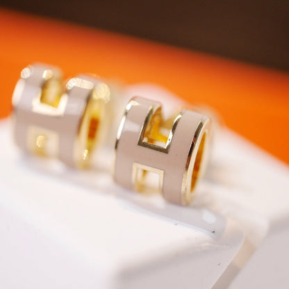 [Marins]MINI POP H GOLD EARRINGS GREY