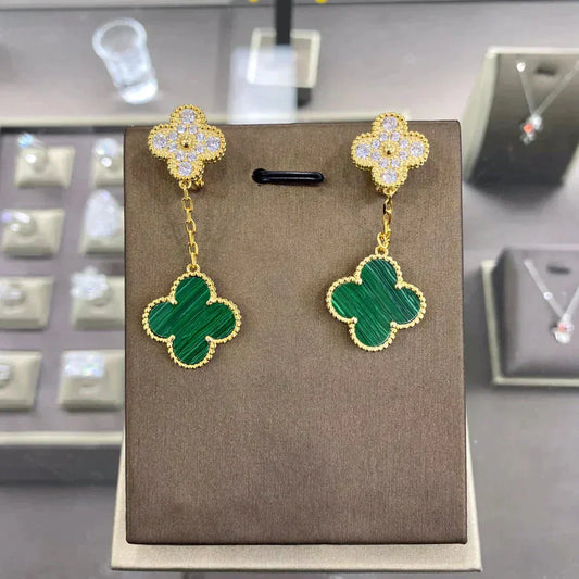 [Marins]CLOVER  2 MOTIFS  DIAMOND  EARRINGS (MULTIPLE CHOICESç´