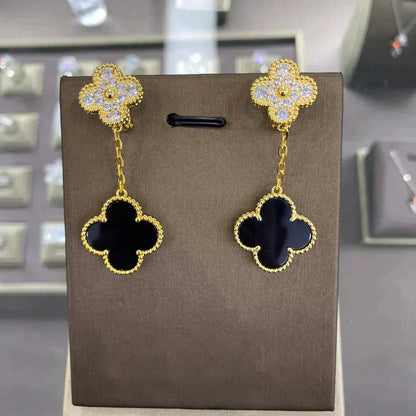 [Marins]CLOVER  2 MOTIFS  DIAMOND  EARRINGS (MULTIPLE CHOICESç´