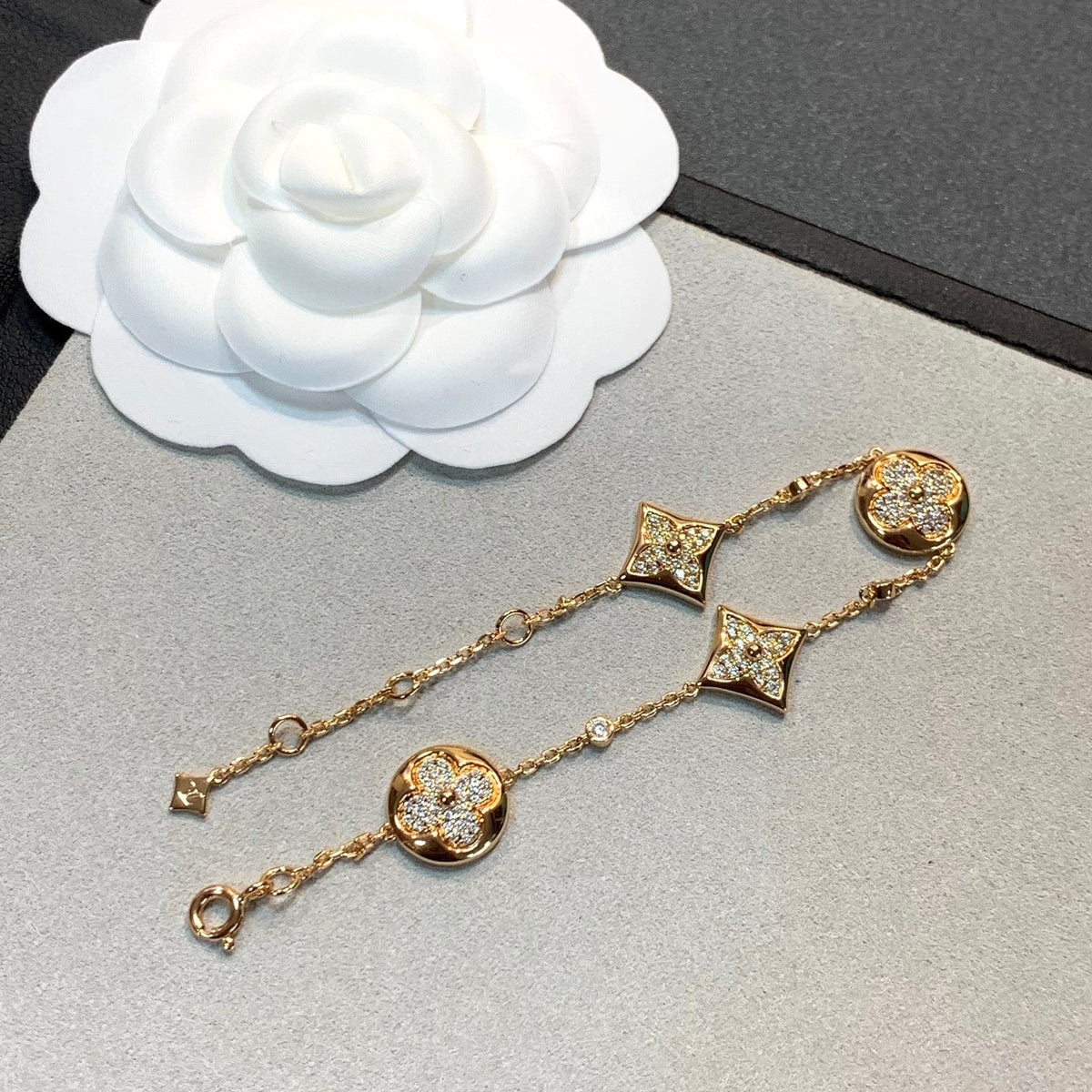[Marins]STAR AND SUN 4 MOTIFS GOLD DIAMONDS BRACELET