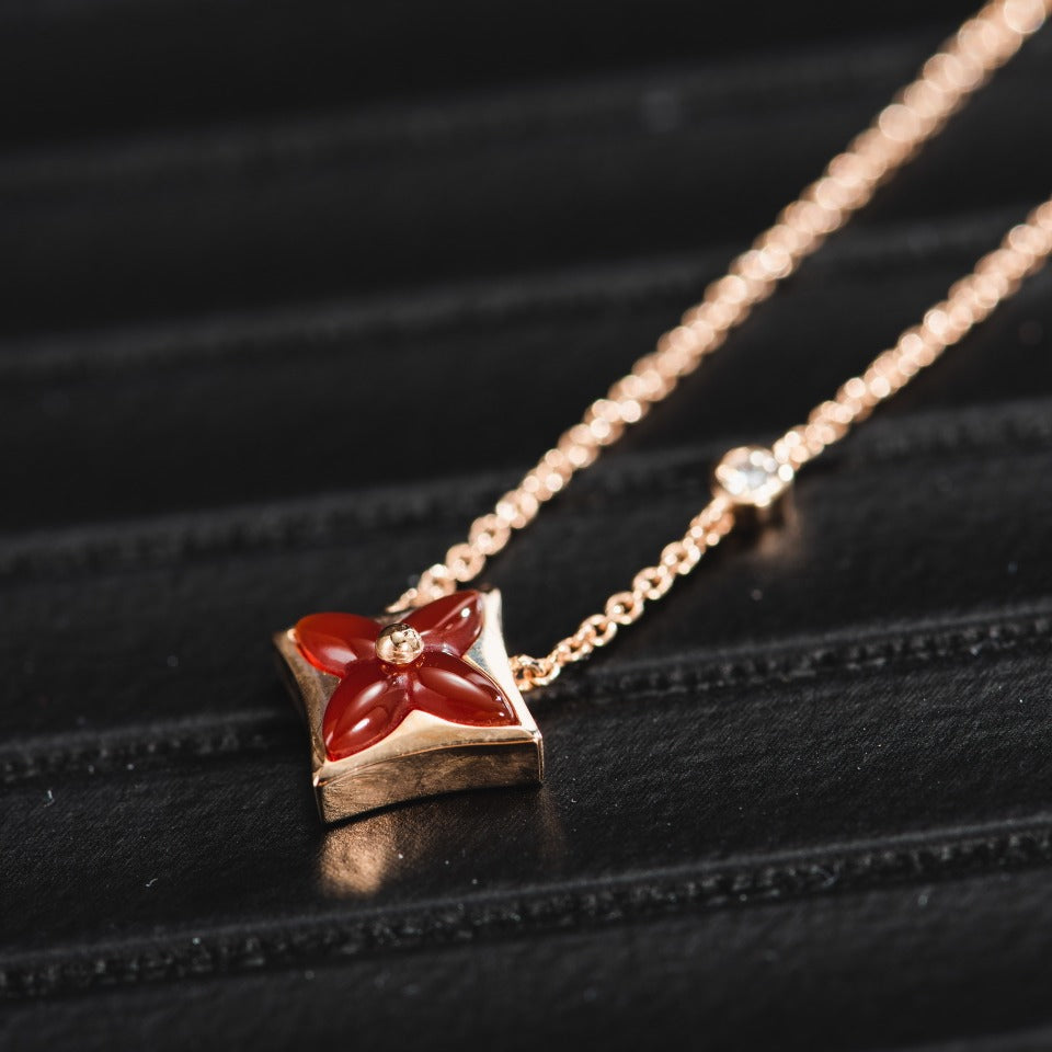 [Marins]STAR NECKLACE PINK GOLD 1 DIAMOND