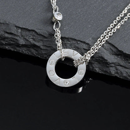 [Marins]LOVE NECKLACE 16MM 2 DIAMONDS