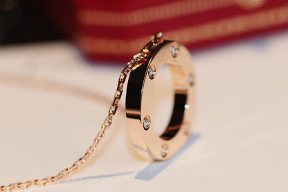 [Marins]LOVE NECKLACE 16MM 6 DIAMONDS PINK GOLD