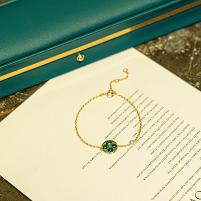[Marins]SUN MALACHITE 1 DIAMOND PINK GOLD BRACELET