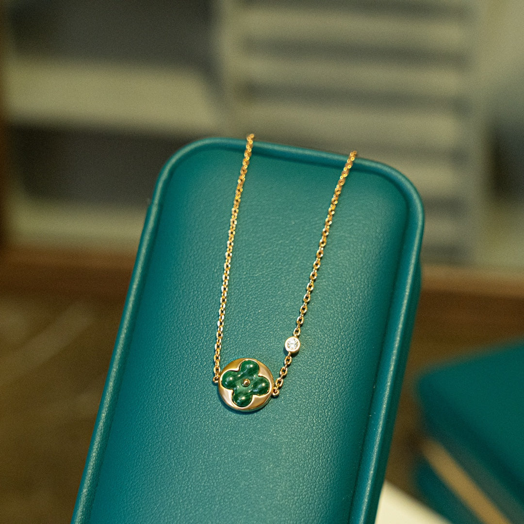 [Marins]SUN MALACHITE 1 DIAMOND PINK GOLD BRACELET
