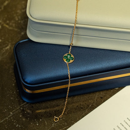 [Marins]SUN MALACHITE 1 DIAMOND PINK GOLD BRACELET