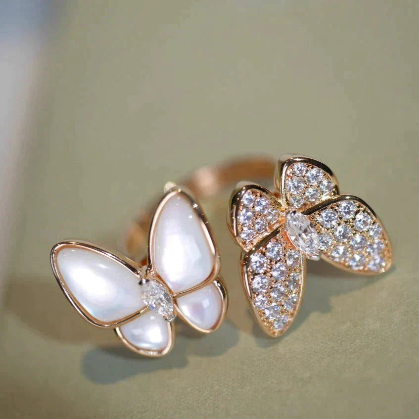 [Marins]TWIN BUTTERFLY DIAMOND MOP RING