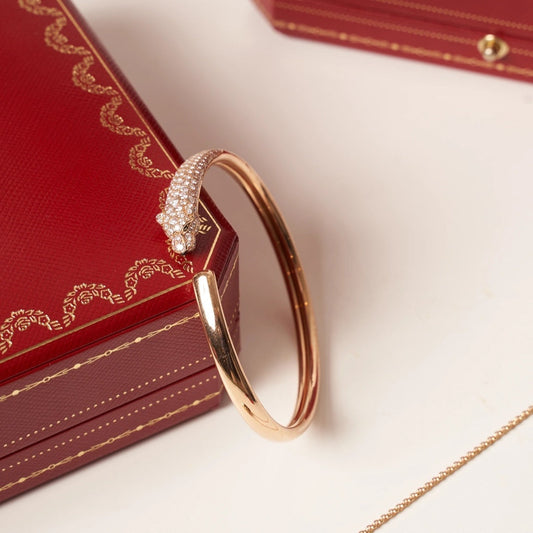 [Marins]PANTHERE Marins GOLD DIAMOND OPEN BRACELET