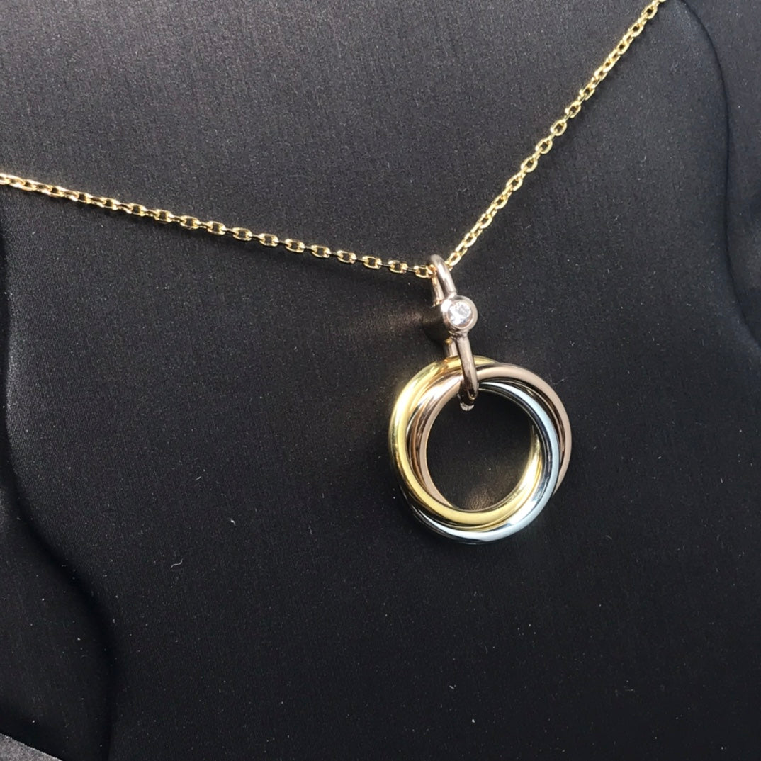 [Marins]TRINITY SILVER GOLD PINK GOLD NECKLACE