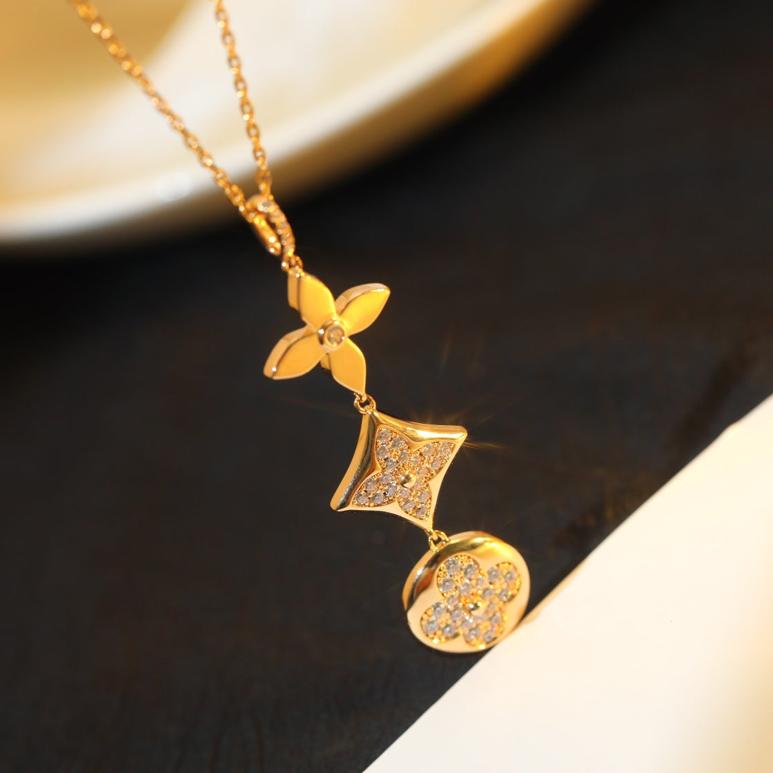 [Marins]STAR AND SUN DIAMOND PINK GOLD NECKLACE