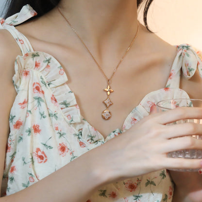 [Marins]STAR AND SUN DIAMOND PINK GOLD NECKLACE
