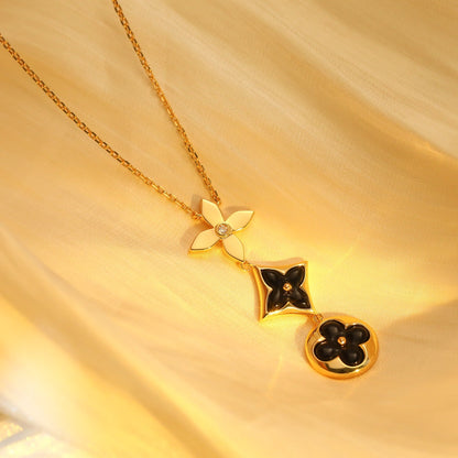 [Marins]STAR AND SUN ONYX PINK GOLD NECKLACE