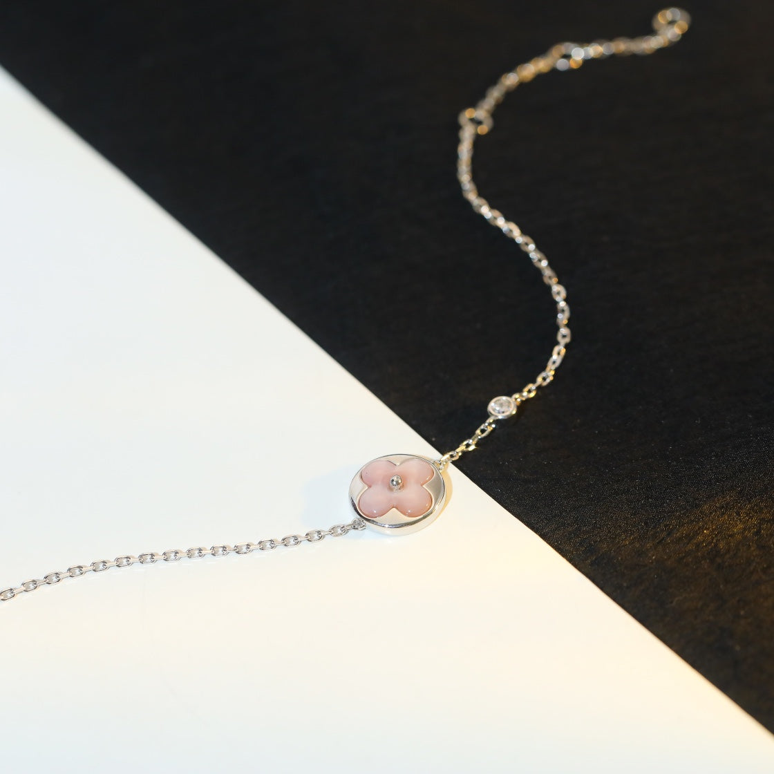 [Marins]SUN MOTIF PINK MOP SILVER BRACELET