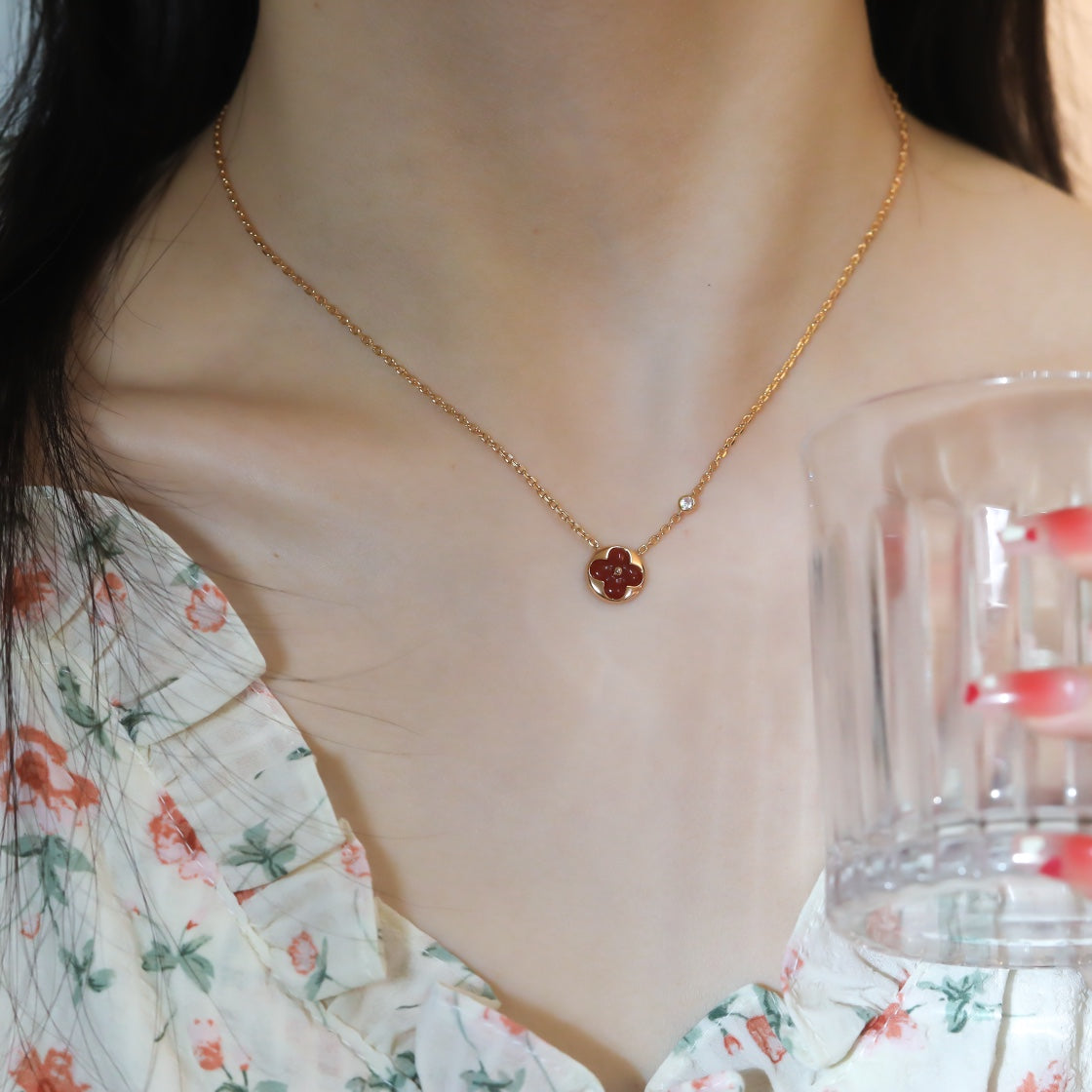 [Marins]SUN PEDANT PINK GOLD 1 DIAMOND NECKLACE