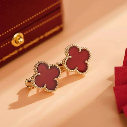 [Marins]CLOVER MEDIUM 1 MOTIFS CARNELIAN  EARRINGS