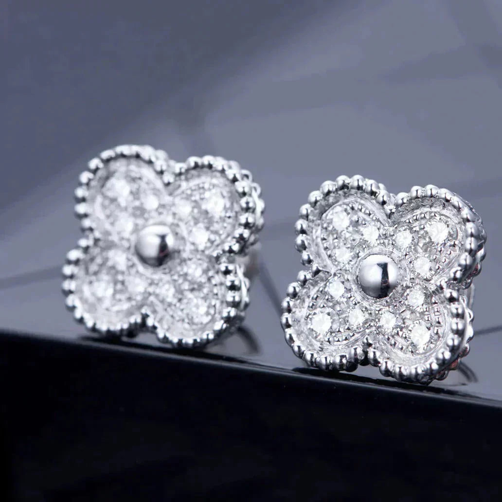 [Marins]CLOVER 1 MOTIFS DIAMOND STUD EARRINGS SILVER