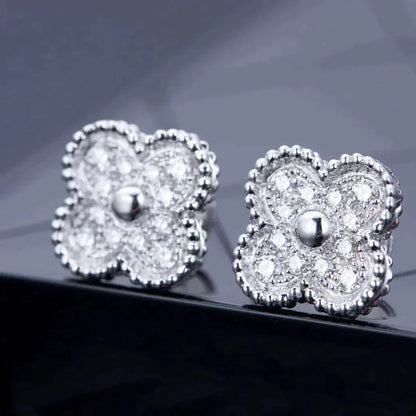 [Marins]CLOVER 1 MOTIFS DIAMOND STUD EARRINGS SILVER
