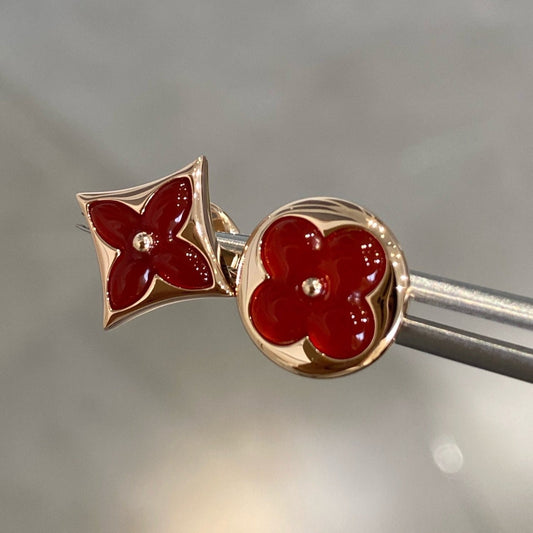 [Marins]STAR AND SUN PINK GOLD CARNELIAN STUD EARRINGS