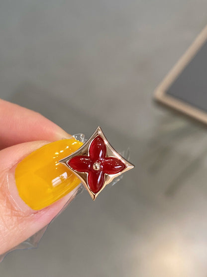 [Marins]STAR AND SUN PINK GOLD CARNELIAN STUD EARRINGS