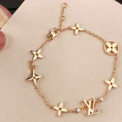 [Marins]STAR AND SUN 7 MOTIFS GOLD BRACELET