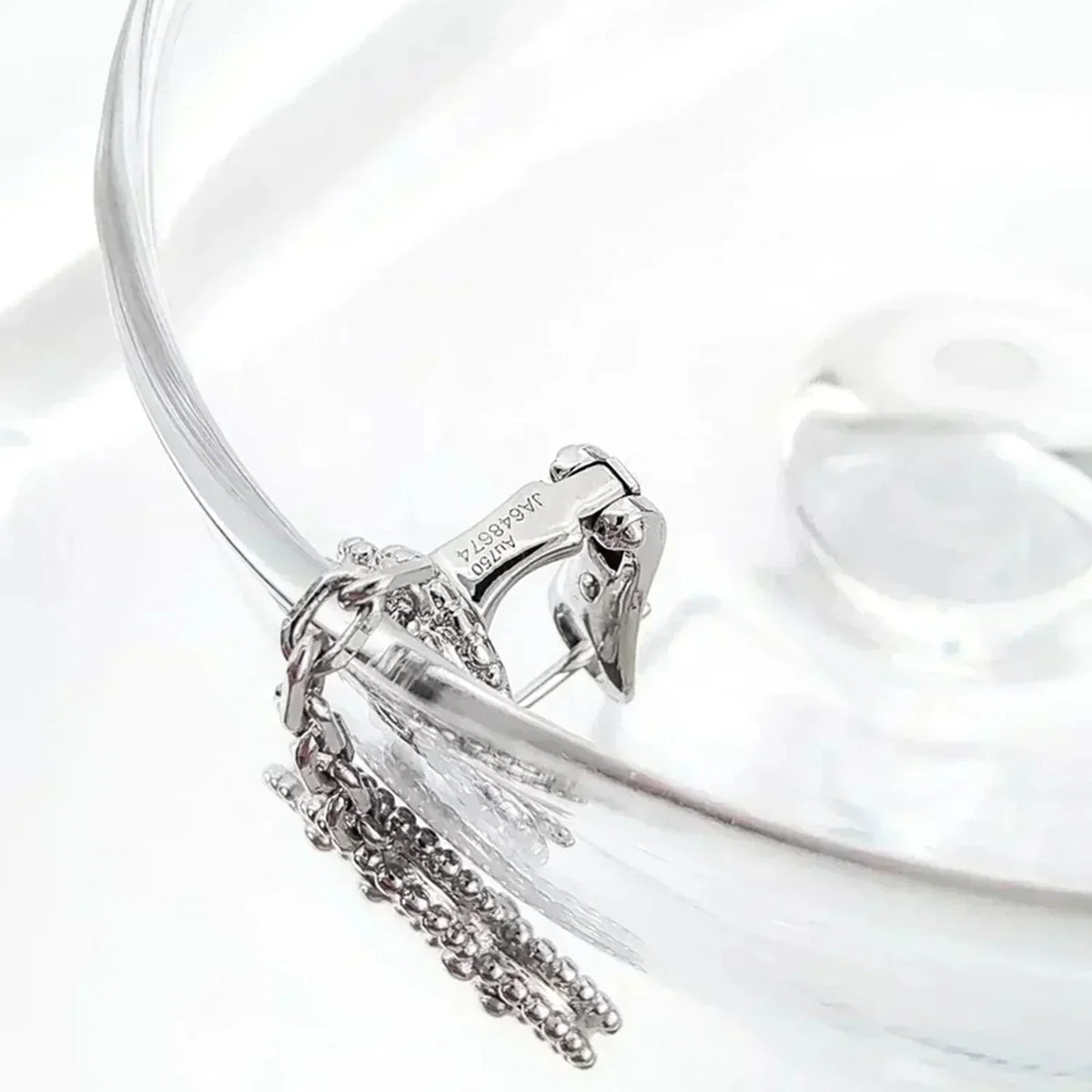 [Marins]CLOVER 2 MOTIFS  DIAMOND ONYX EARRINGS SILVER