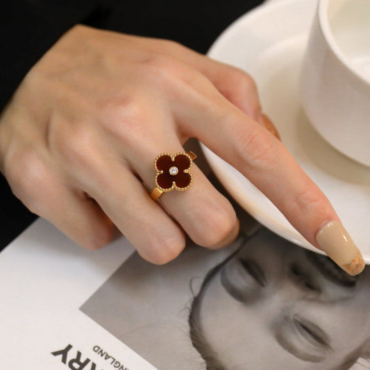 [Marins]CLOVER CARNELIAN RING Marins GOLD DIAMOND