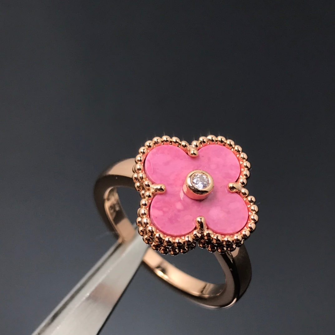 [Marins]CLOVER RHODONITE Marins GOLD RING