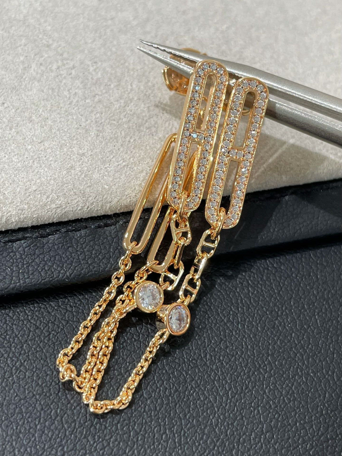 [Marins]CHAINE CHAOS DIAMOND DROP EARRINGS