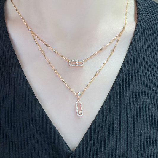 [Marins]MOVE 2 ROW DIAMOND NECKLACE