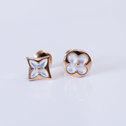[Marins]STAR AND SUN PINK GOLD MOP STUD EARRINGS