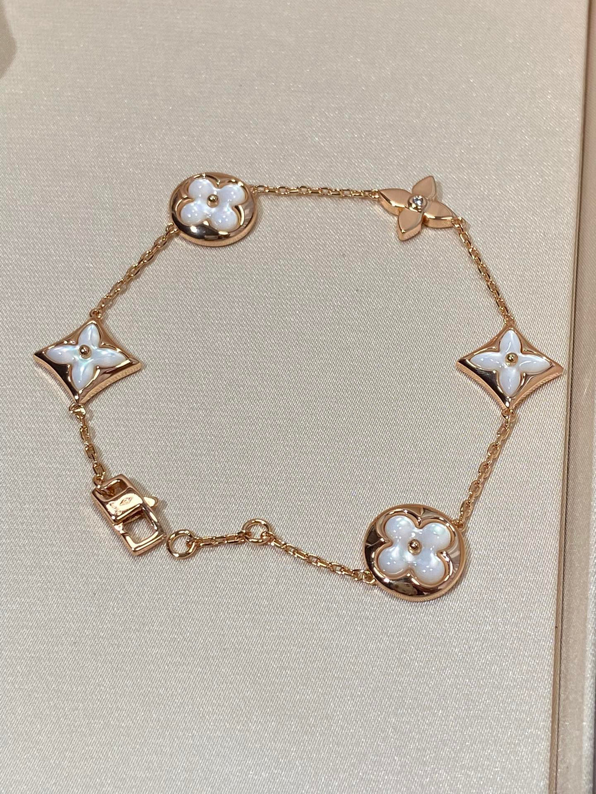 [Marins]STAR AND SUN 5 MOTIF MOP PINK GOLD BRACELET