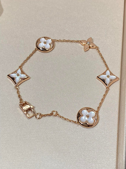 [Marins]STAR AND SUN 5 MOTIF MOP PINK GOLD BRACELET