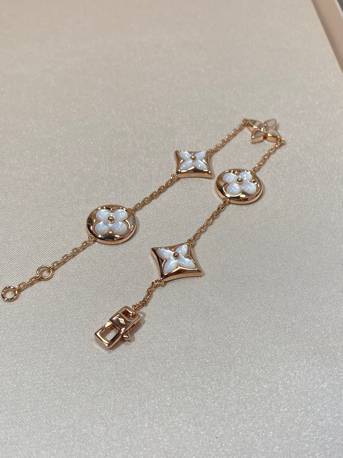 [Marins]STAR AND SUN 5 MOTIF MOP PINK GOLD BRACELET