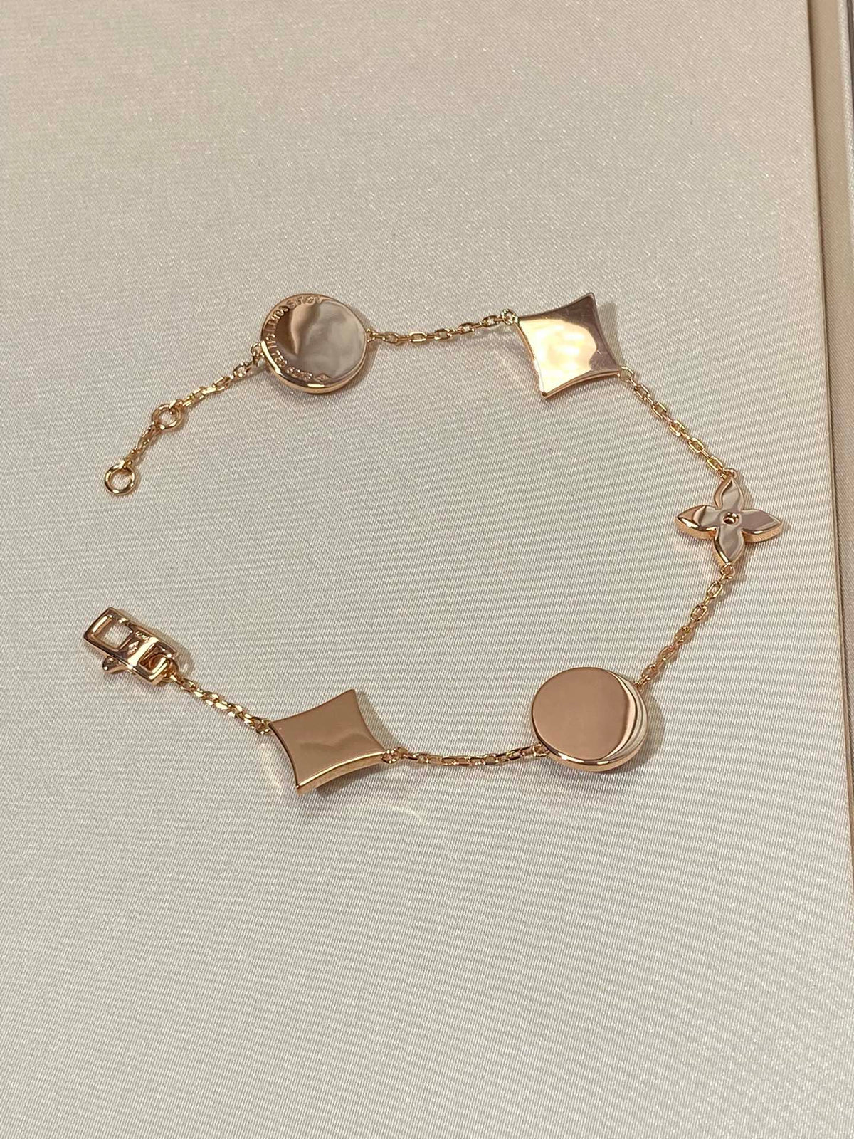[Marins]STAR AND SUN 5 MOTIF MOP PINK GOLD BRACELET
