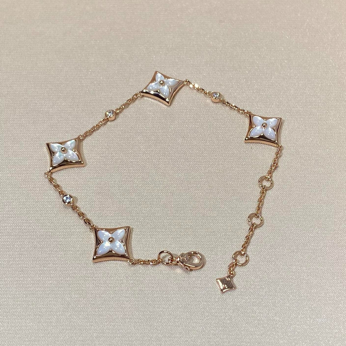 [Marins]STAR 4 MOTIF MOP DIAMOND PINK GOLD BRACELET