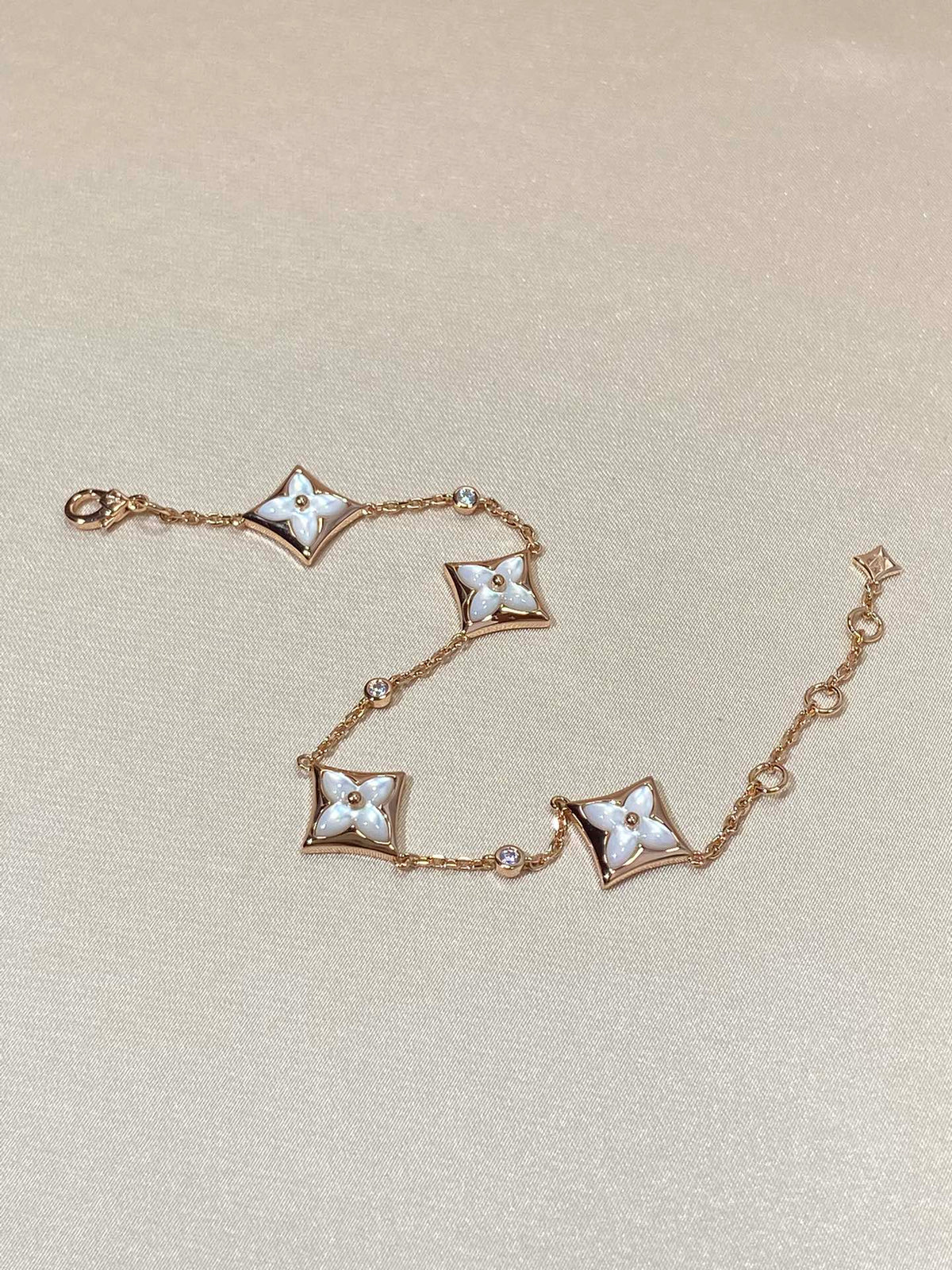 [Marins]STAR 4 MOTIF MOP DIAMOND PINK GOLD BRACELET